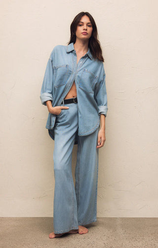 Z Supply | Mia Loose Wide Leg Denim Pant Light Vintage Indigo