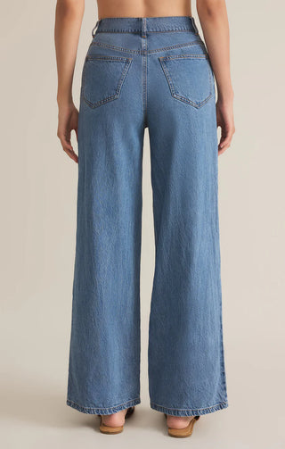 Z Supply | Mia Loose Wide Leg Denim Pant Worn Indigo