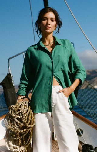 Z Supply | Perfect Linen Top Botanical Green