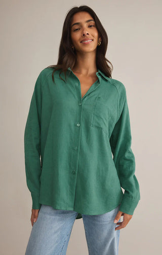 Z Supply | Perfect Linen Top Botanical Green