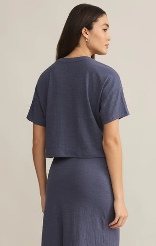 Z Supply | Sway Textured Cropped Tee Worn Blue