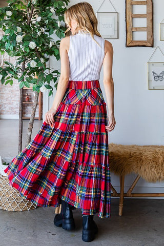 Oli & Hali | Ella Plaid Tiered Maxi Red