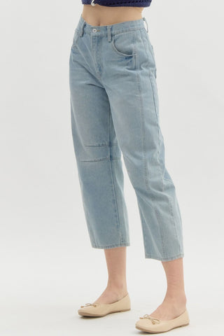 Entro | Blythe Denim High Waisted Pants Lt Blue