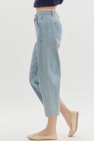 Entro | Blythe Denim High Waisted Pants Lt Blue