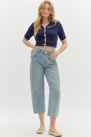 Entro | Blythe Denim High Waisted Pants Lt Blue