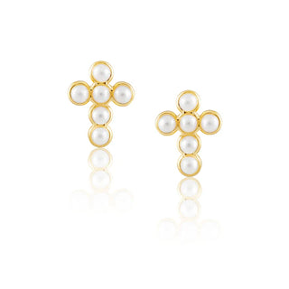 Sahira | Mini Pearl Cross Studs